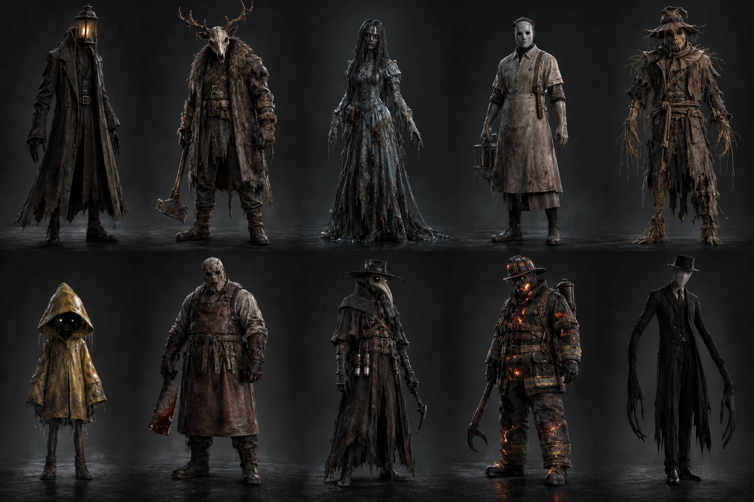 Concept sheet de personnages horrifiques