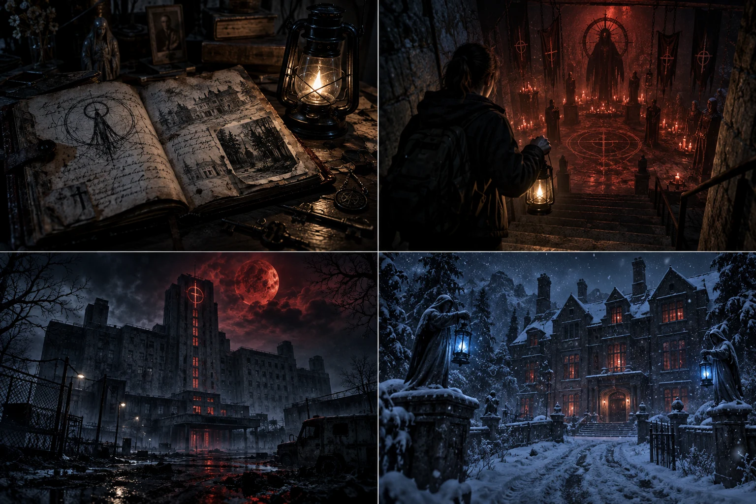 Concept d’une maison hantée dans la nuit